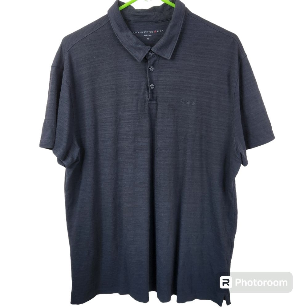 John Varvatos Mens Textured Lightweight Short Sleeve Polo Shirt XL